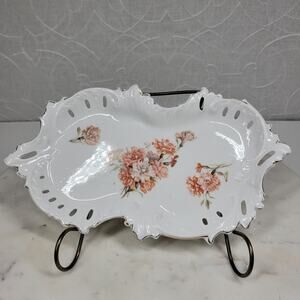 Furstenberg Floral Reticulated Trinket Dish 9.7" Porcelain Dresser Tray Germany